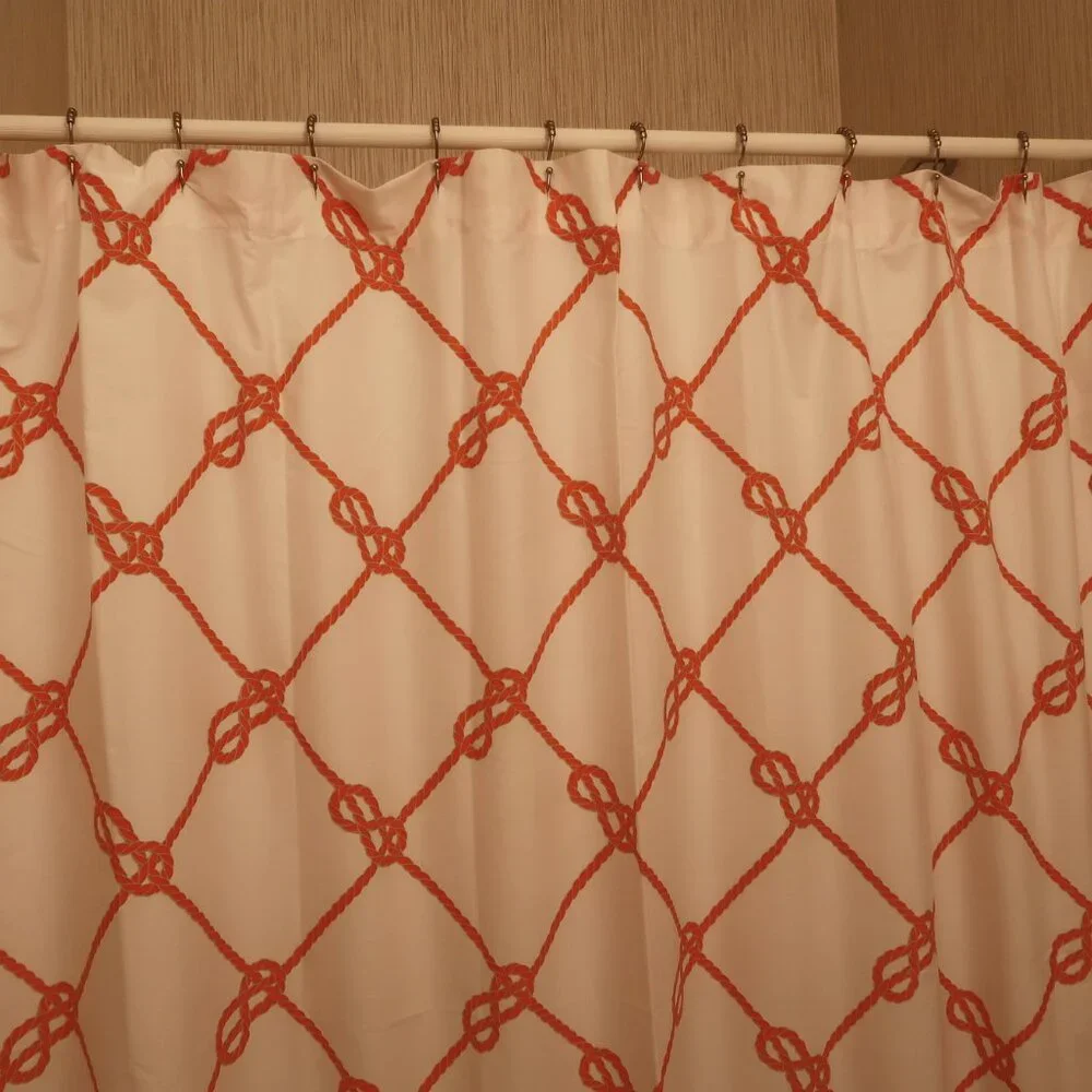 Max Studio Nautical Orange & White Shower Curtain